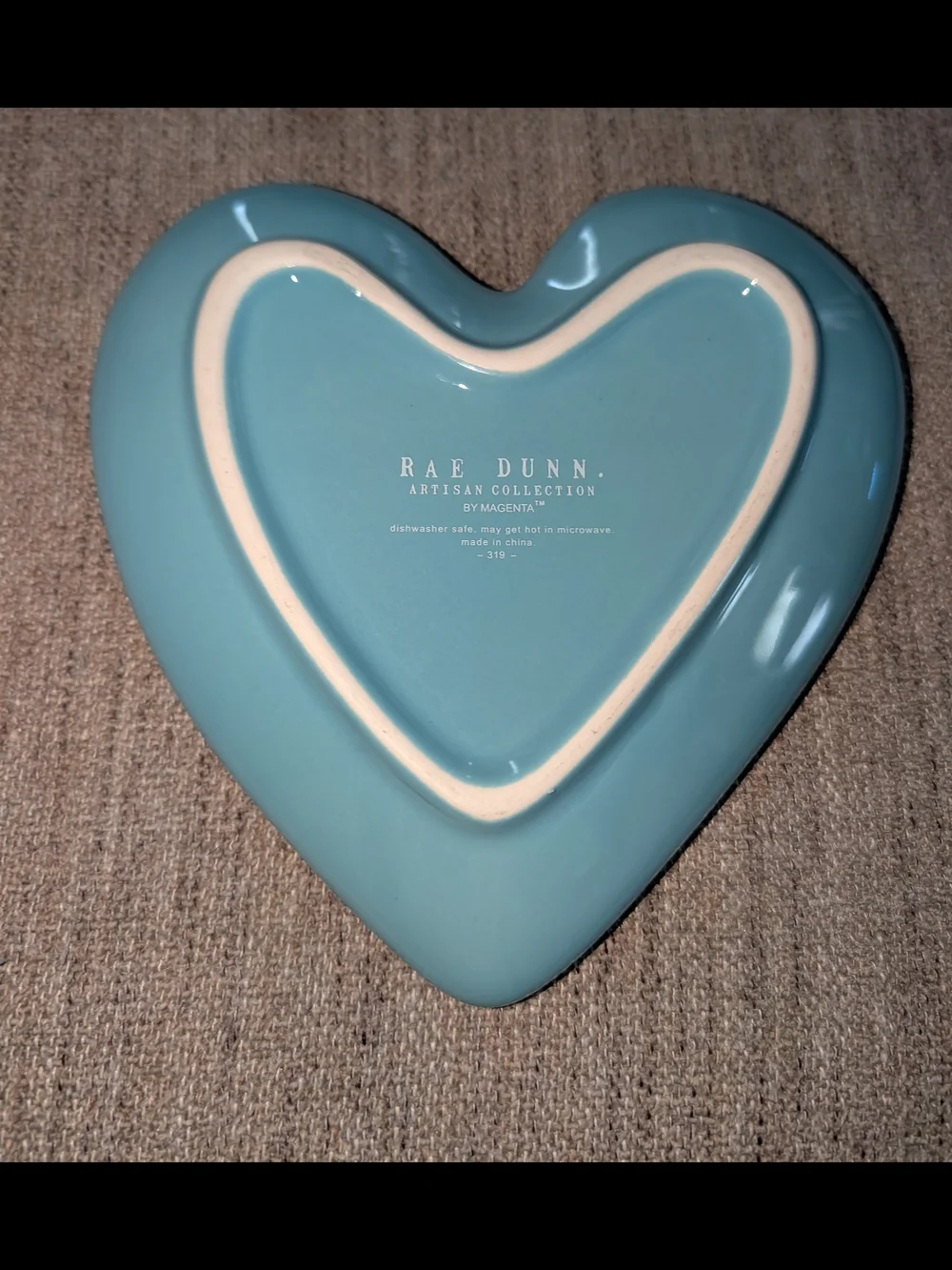 Rae Dunn Teal Heart Ceramic Trinket Dish 